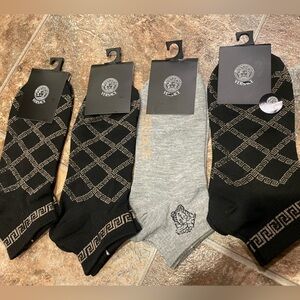 Versace logo monogram socks brand new 4 pairs size 8 to match your bag or purse!